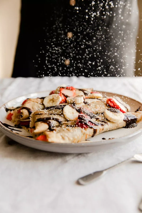 Banana and strawberry crepe